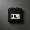 LLIFE black hoodie mockup