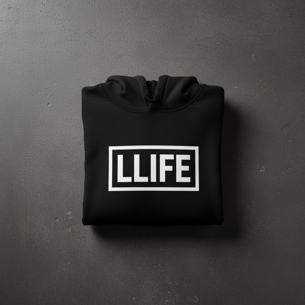 LLIFE black hoodie mockup