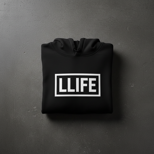 LLIFE black hoodie mockup